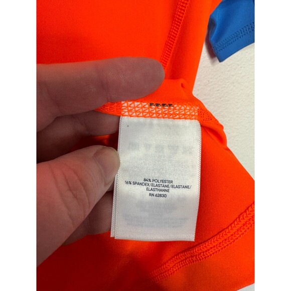 Lands’ End Boys XL Husky Rash Guard Colorblock Orange Blue Short Sleeve Beach - Picture 6 of 10